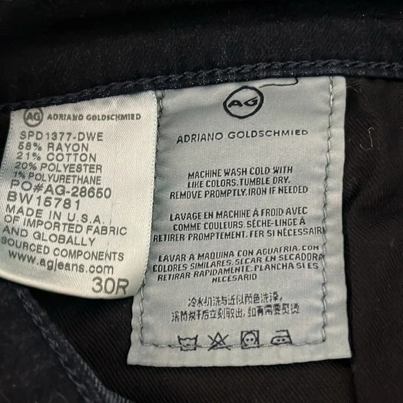 Ag Adriano Goldschmied Jeans The Stevie Slim Straight Ankle Dark Wash Size 30 - Picture 7 of 9